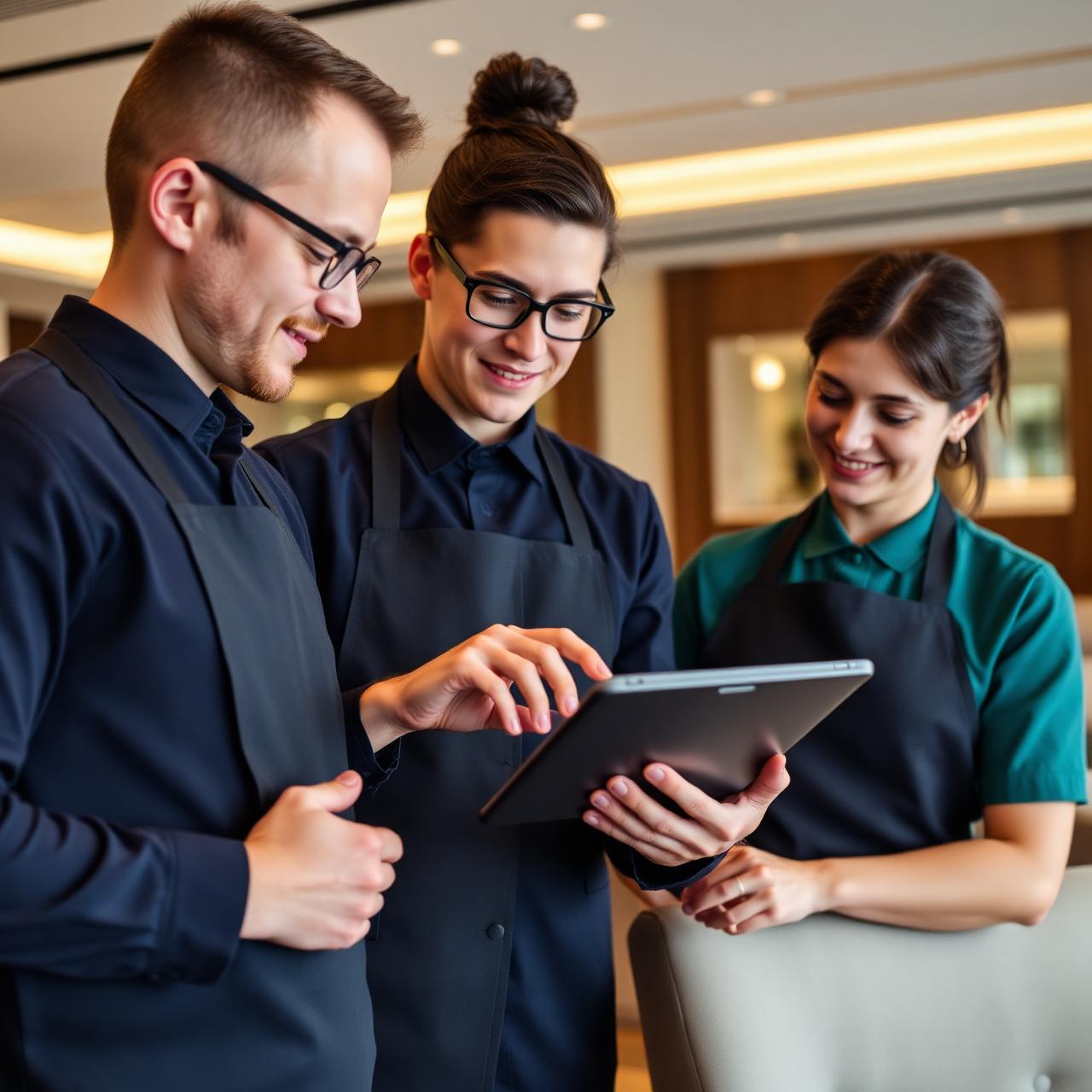 Modernes Dienstplanungssystem auf einem Tablet für Hotellerie und Gastronomie